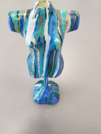 Torso blauw beeld (acryl gieten)