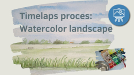 Les Landschap voor beginners aquarel: timelaps achtergrond + werkbladen + lijntekening