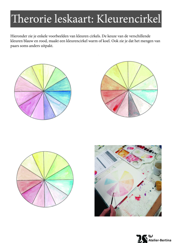 Gratis leskaart: kleurkaarten (2 kleuren mengen) | Digitale les kaarten: stap voor | Atelier-Bertina