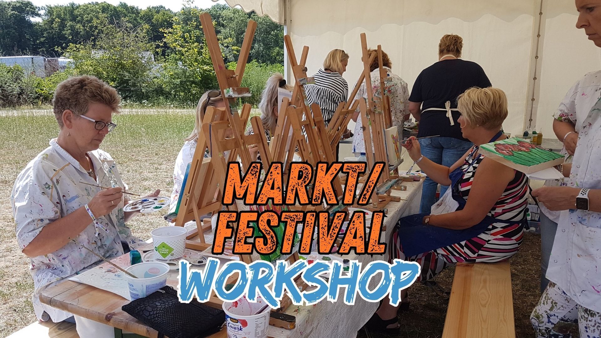 Workshop op markt festival beurs