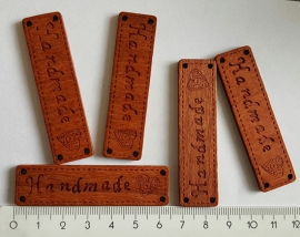 Donkerhouten label Handmade per 5 stuks