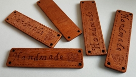 Donkerhouten label Handmade per 5 stuks