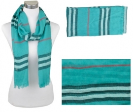 Voile sjaal, ca.190x90cm Blauw-Groen