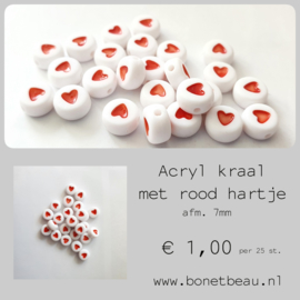 Kraal met rood hartje 25 stuks