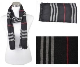 Voile sjaal, ca.190x90cm Zwart-Grijs