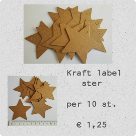 Kraft label Ster per 10 stuks