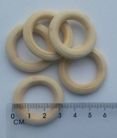 Houten ring ca. 3,4cm per 5 stuks