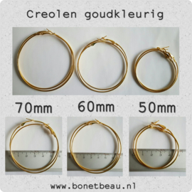 Creolen goudkleurig 70mm