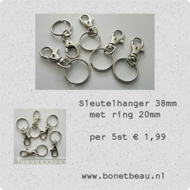 Sleutelhanger met sleutelring per 5 stuks