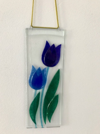 Blauwe Dubbele Tulp raam hanger