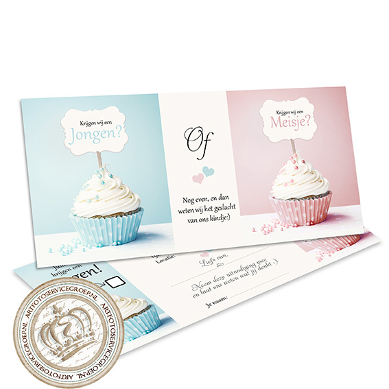The little cupcakes - Baby Gender Reveal Invites (NL)