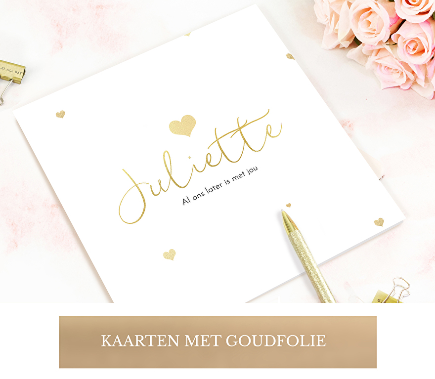 Geboortekaartjes met Goudfolie