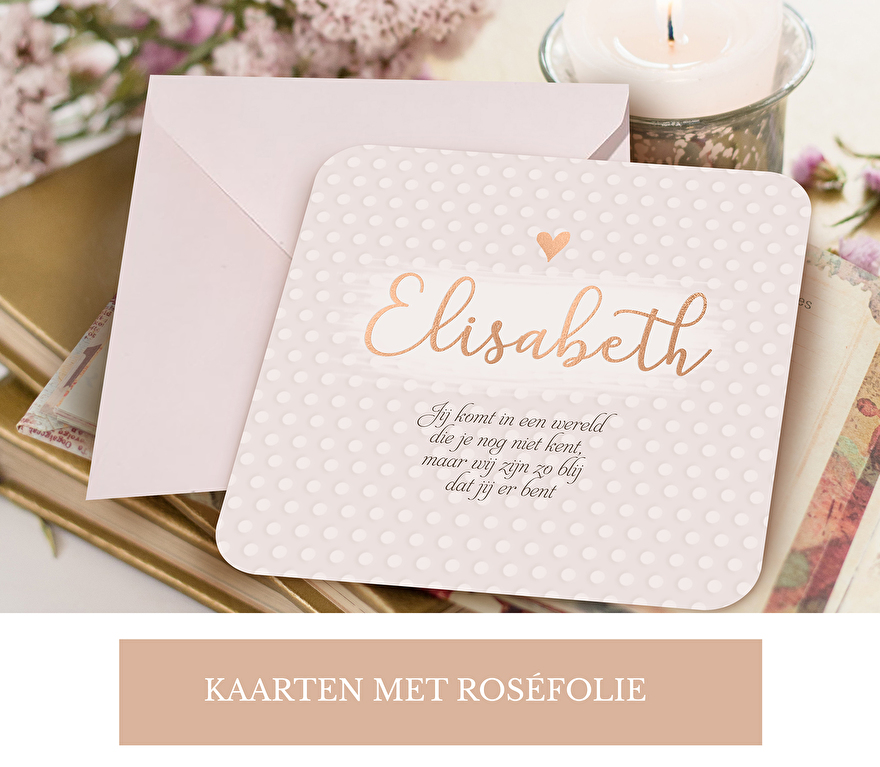 Geboortekaartjes met Rosefolie