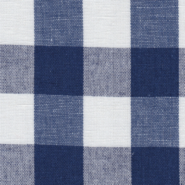 MONDAYSMILK Cotton Linen Check milk and indigo