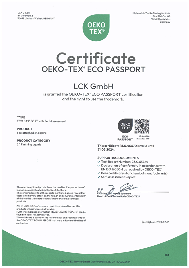 Sudarshan earns OEKO-TEX® EcoPassport certificate