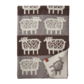 Klippan eco & recycled wol woondeken Sheep Stripe brown/grey