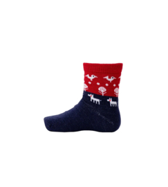 Nature babysokjes merinowol blauw/rood