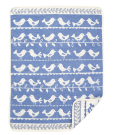 Birds- chenille katoen blue