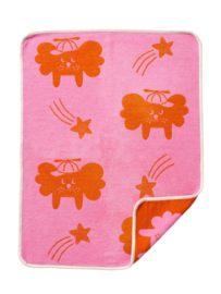 Klippan wiegdeken organic chenille cotton Flying dog pink/orange