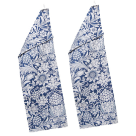 Klippan 100% katoenen theedoek Sunflower dark denim, 2 stuks