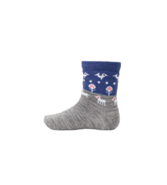 Nature babysokjes merino wol grijs/blauw