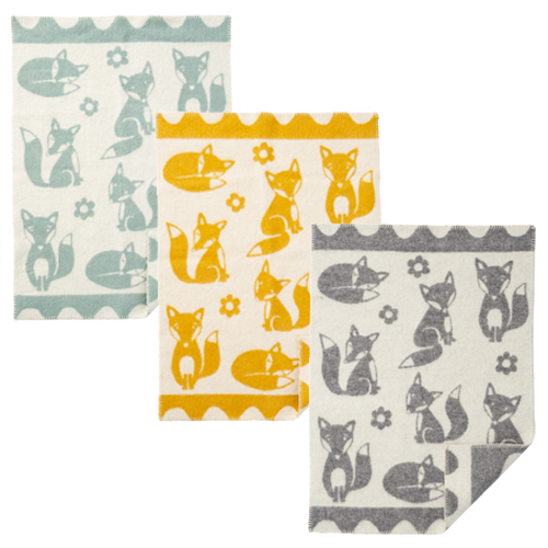 Wiegdeken eco wol Fox blauw