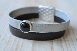 DIY Pakket Armband met magneet en schuiver Zwart/Zilver