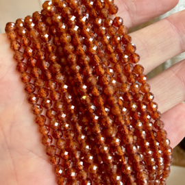Oranje Granaat gefacetteerde ronde kralen ca. 4 mm A klasse