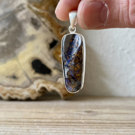 Hanger Boulder Opaal in sterling zilver ca. 13 x 37 mm