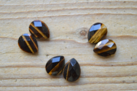 Tijgeroog gefacetteerde briolettes ca. 13 x 18 mm per 2