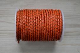 Rondgevlochten leer 4 mm Oranje per 10 cm