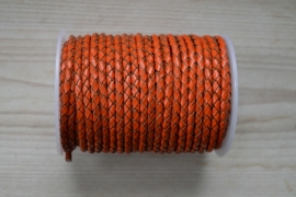 Rundgeflochtenes leder 4 mm Orange pro 10 cm