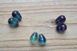 Regenboog Fluoriet ronde druppels ca. 10 x 14 mm per 2