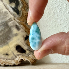 Larimar cabochon ca. 11 x 26 mm