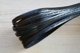 Flaches rindleder Hope Heart Love 10 mm Schwarz pro 10 cm