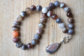 Kort collier van Botswana Agaat (zonder hanger)