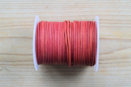 Rundleer 2 mm Vintage Rood per meter