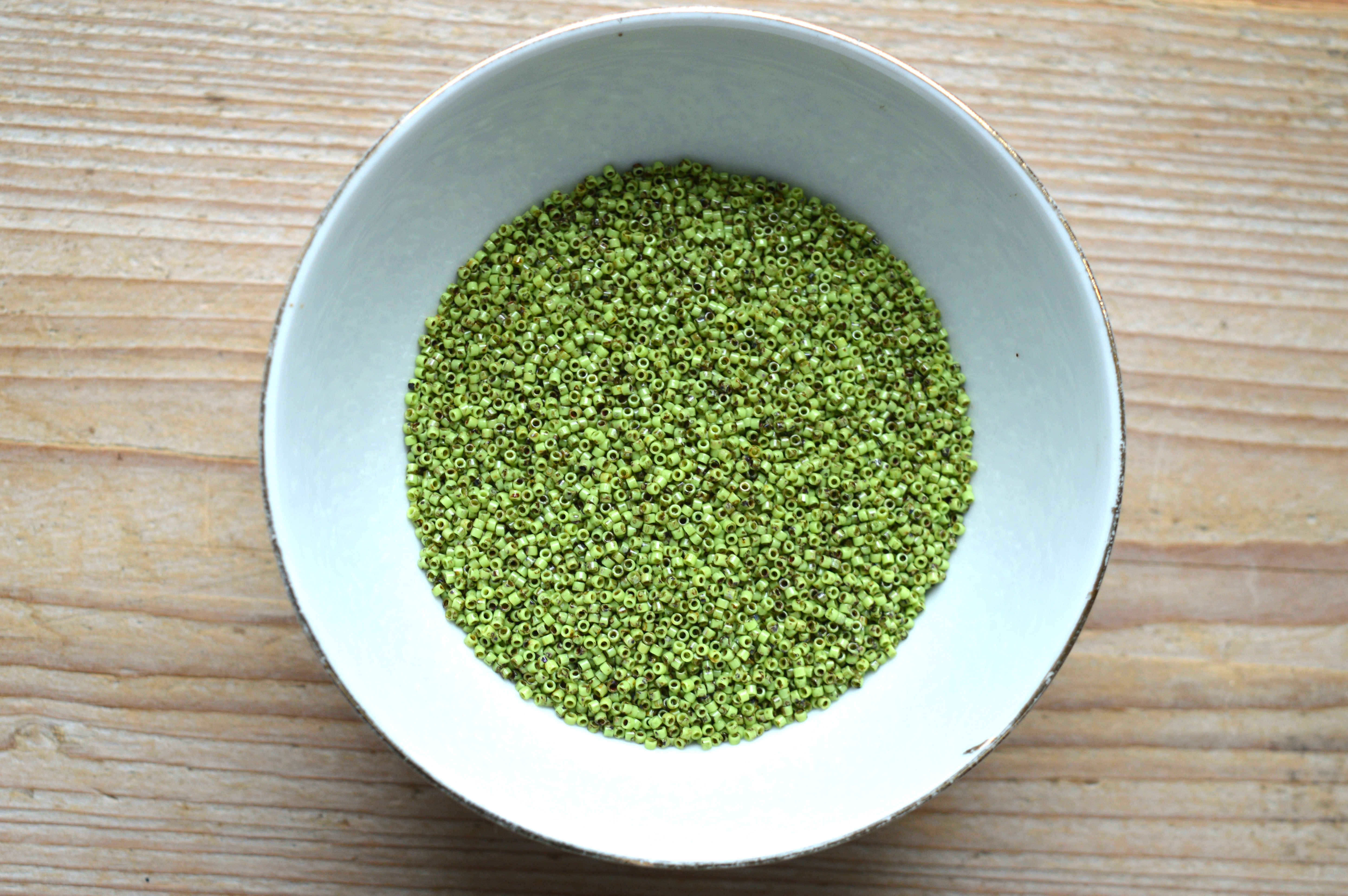 Miyuki Delica’s 11-2265 Opaque Picasso Chartreuse (per 5 gram)