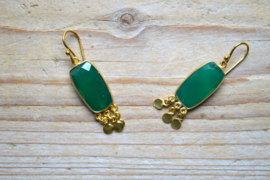Verguld Sterling zilver Oorbellen met Groene Onyx