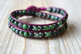 Wraparmband met 5 mm Ruby Zoisïet