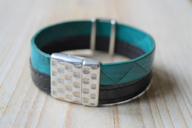 DIY Pakket Armband met magneet en schuiver Turquoise/Zwart
