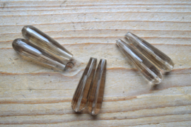 Rookkwarts gefacetteerde ronde druppels ca. 10 x 40 mm A klasse per 2