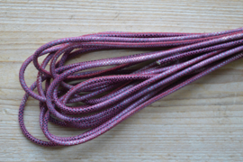 Rond nappaleer  Slangeprint 4 mm Donkerfuchsia per 10 cm