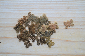 RVS Gold plated bedel vlinder ca. 10 x 13 mm per stuk