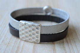 DIY Pakket Armband met magneet en schuiver Zwart/Zilver