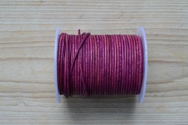 Rundleer 2 mm Vintage Fuchsia per meter