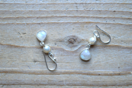 Sterling zilver Oorbellen met Maansteen en Zoetwaterparel