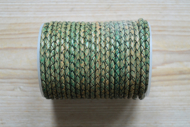 Rondgevlochten leer 4 mm Vintage Groen per 10 cm