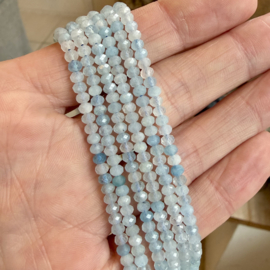 Aquamarijn gefacetteerde rondellen ca. 2,5 x 4 mm
