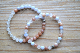 Armband Chalcedoon-Regenboog Maansteen- Roze Maansteen 6 mm